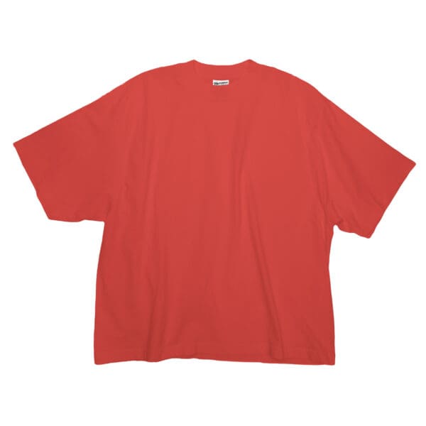 A red shirt is shown on the white background.