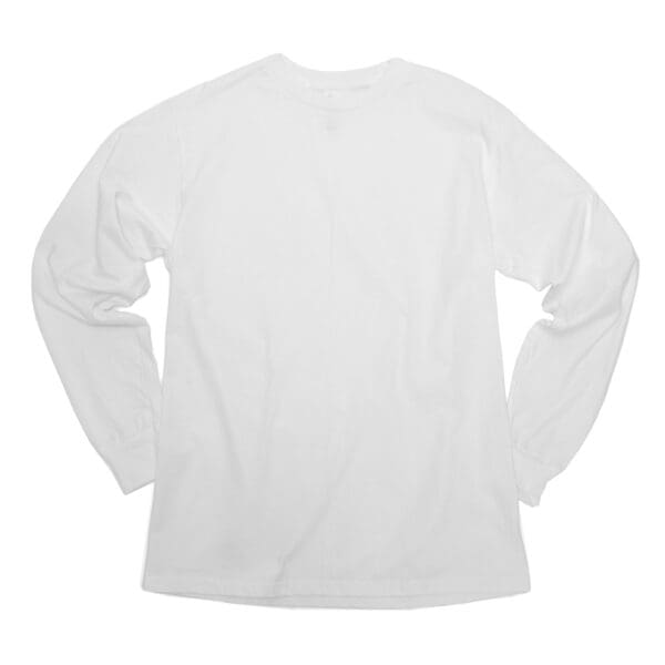 A white long sleeve shirt with the back of it.