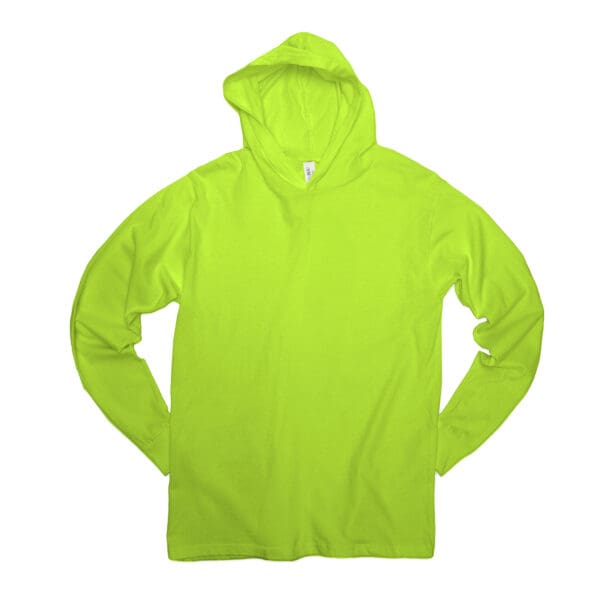 A neon green hoodie with a zipper.