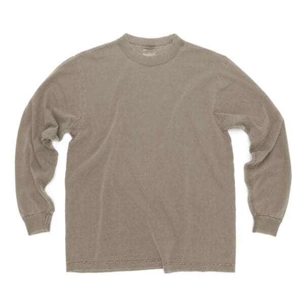 A long sleeve t-shirt with a round neck.